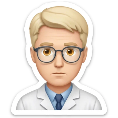 white man scientist photorealistic serious sticker