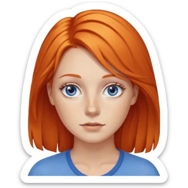 27 year old white woman, orange hair, blue eyes sticker