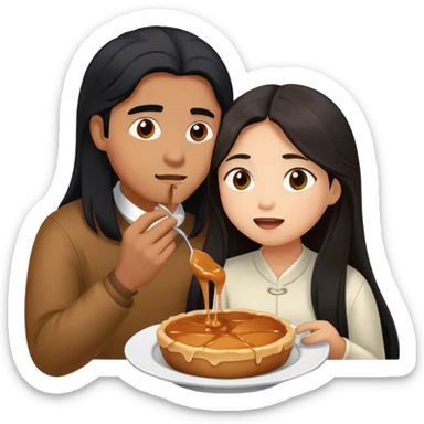 Caramel brown Guy with long black hair eating with brown hair Filipina sticker