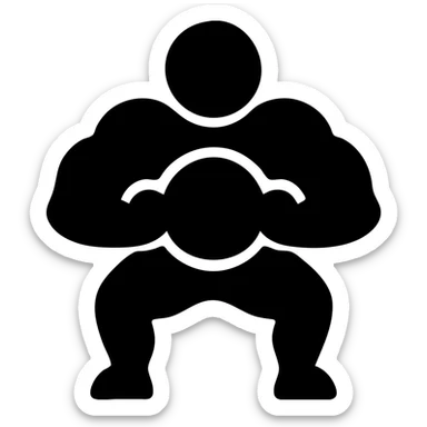 Convert this 100% gym dodger icon to a single color scheme, keeping the exaggerated and humorous style in an icon style. Use only one color throughout the entire design, maintaining the bold and filled look of the icon style. sticker