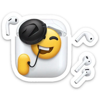 emoji listen music with airpods sticker