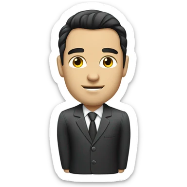 caucasian businessman black fluffy straight hair sticker