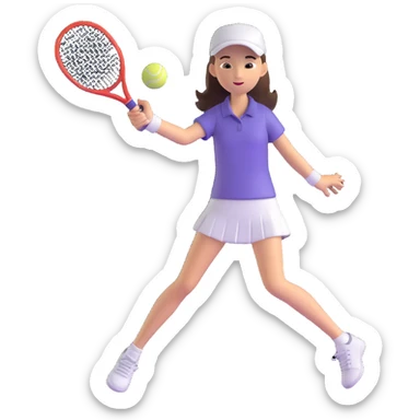 white young girl playing tennis sticker