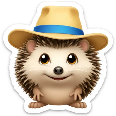 Hedgehog wearing a hat sticker