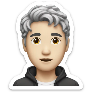 a boy with white skin and short, black, wavy hair sticker