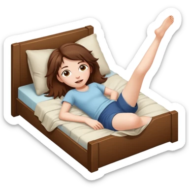 girl is lying down in bed and opening her legs wide sticker