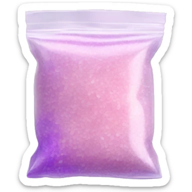 White Salt filling half of a small clear pink and purple baggie with no face  sticker