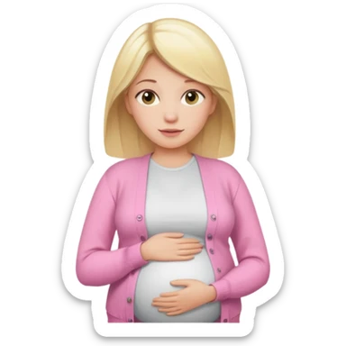 pregnant blonde with open belly, white top, and pink cardigenemoji  sticker