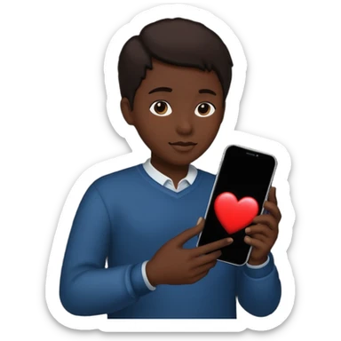 person silhouette holding a phone with a heart sticker
