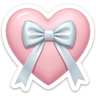 pastel pink heart with a white ribbon tied in a bow sticker