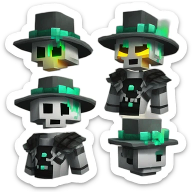 Pixel Minecraft Fedora Halloween Witcher Skeleton Diamond Obsidian Emerald Flame Shiny Glow Reward Legendary Unique Epic Mystery sticker