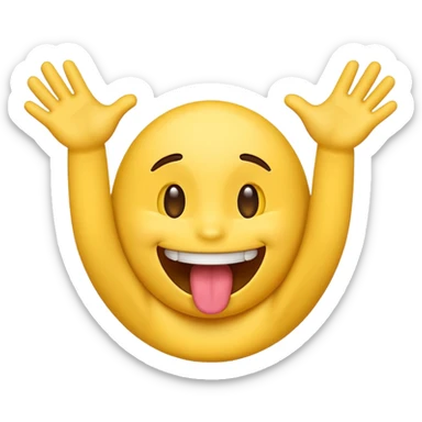 emoji sticking its tongue out with its hands going in an opening motion  sticker