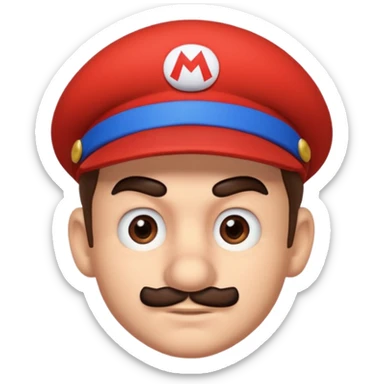 mario with one eyebrow raised and one eyebrow lowered sticker