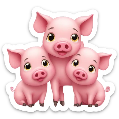 little pig trio in love sticker