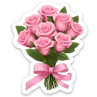 Pink roses bouquet with ribbon sticker