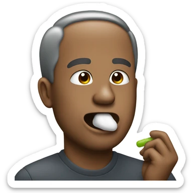 a man chewing gum sticker