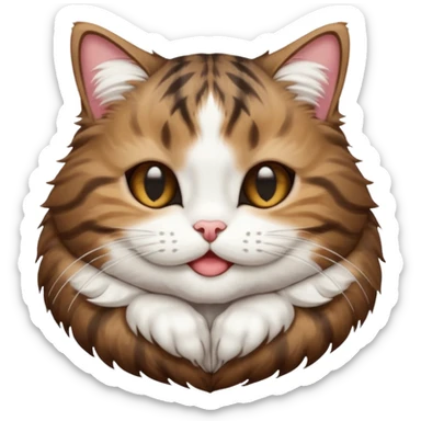 dark brown tabby and white cat in funny positions upside down with eyes closed sticker