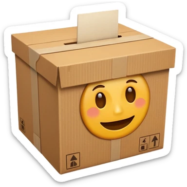 emoji de un simbolo de prohibido y que esté sobre una caja de cartón de envío sticker