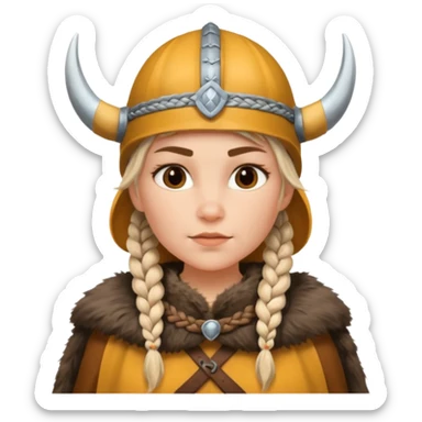 Viking woman with fur cape and helmet sticker