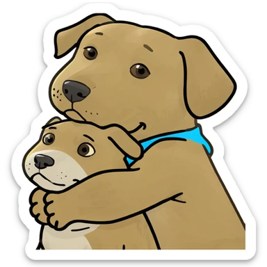 Dog giving hugs sticker