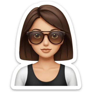 brunette womans face on a sun sticker