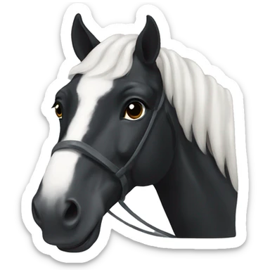 Freisian black horse with a white bow sticker