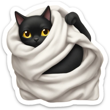 Black cat with White girl cosy under a blanket sticker