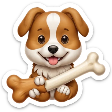 Dog with bone Toy sticker