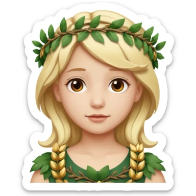 a blonde girl wearing laurel wreaths sticker