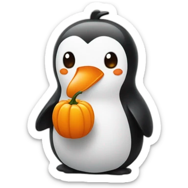 Un pingouin avec une citrouille accompagnée d'un œuf sticker