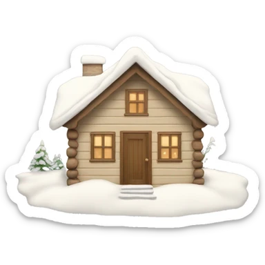 Beige winter cabin with snow sticker