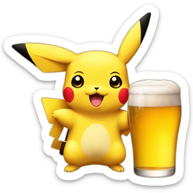 pikachu with beer sticker