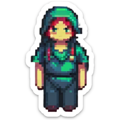 simple human character icon, pixel art style sticker