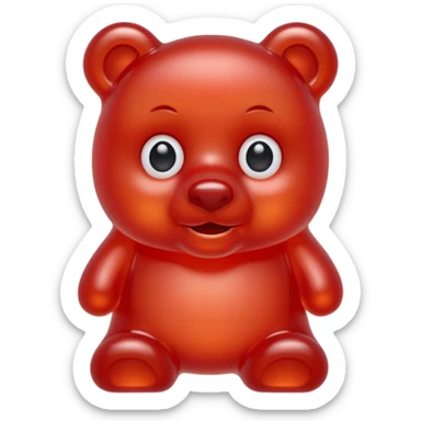 red gummy bear with eyes and long hair only head sticker