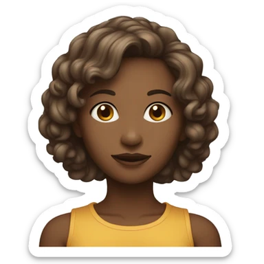 Mulher, com cabelo castanho e olhos, cor da pelo branca, olhos ligeiramente puxados  sticker