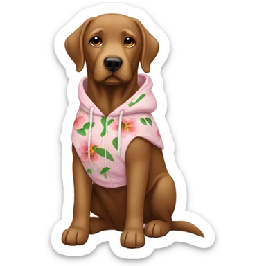 brown labrador wearing flower hoodie sticker