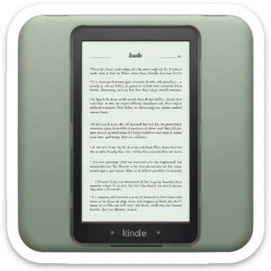 kindle e-reader with book icon on screen in sage green sticker