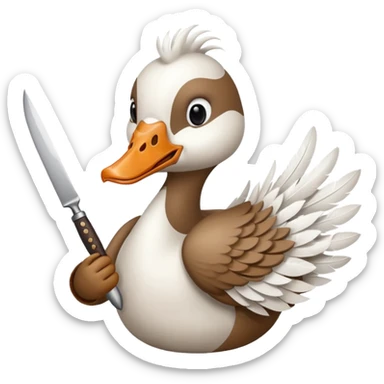 goose holding knife in mouth sticker