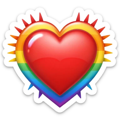 heart with rainbow sunburst sticker