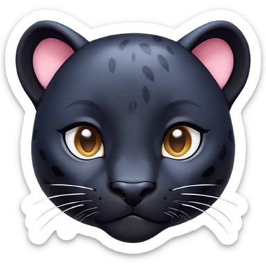 cinematic-cute-panther-portrait-emoji,-head-tilted-playfully-and-inquisitively,-with-a-smooth,-streamlined-form-accentuated-by-a-subtle-sheen-and-round,-sparkling-eyes-filled-with-charm,-simplified-yet-irresistibly-adorable-features, zoomed out showing the houlders sticker