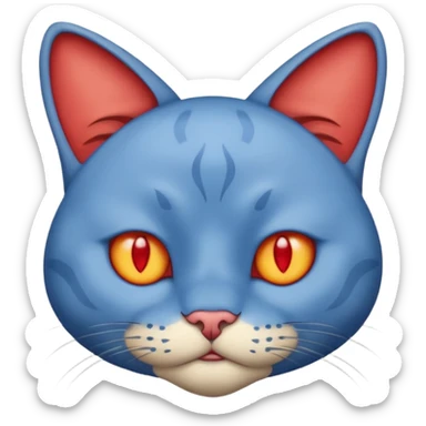 Emoji Visage de chat bleu defoncé yeux rouge fatigué sticker