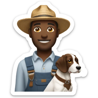 Farmer man with springer spaniel  sticker
