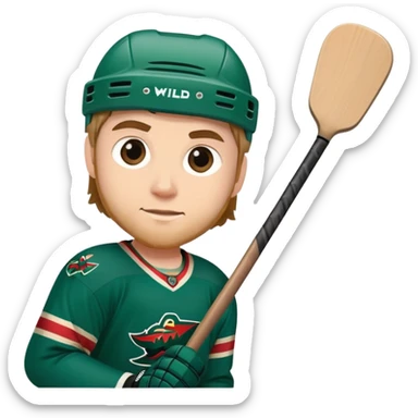 Minnesota Wild ice hockey player with one stick and puck sticker
