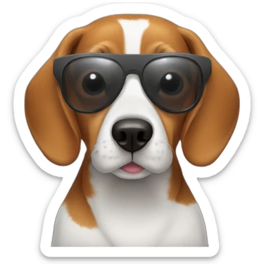 Ginger fur beagle smiling wearing sunglasses sticker