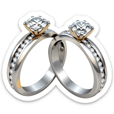 Diamond ring 💍 2 rings  twist with each other like engagement rings for man and women sticker