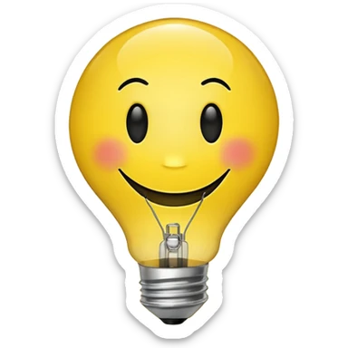 Smiley face with light bulb over head sticker