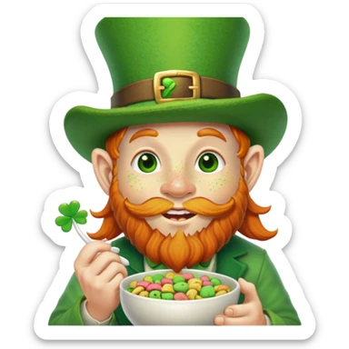 Leprechaun eating lucky charms  sticker
