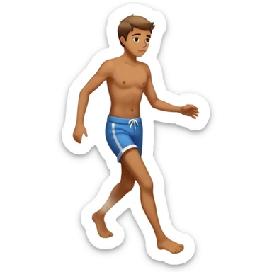 person tiptoeing quickly across extremely hot beach sand with steam rising from their footprints sticker
