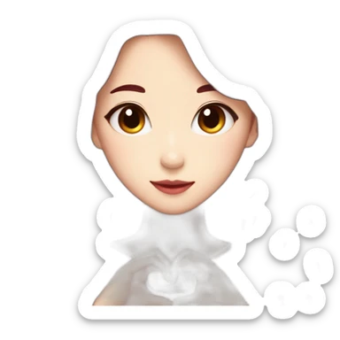 A dark red long hair K-pop girl making heart shape with her hands sticker