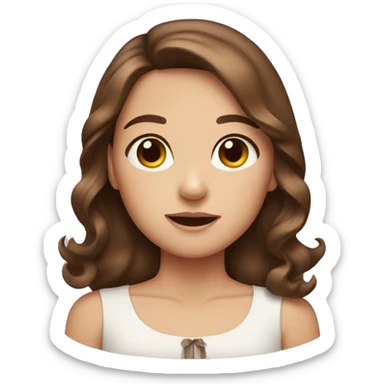 brown hair bow girl sticker